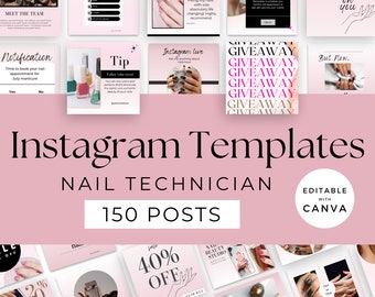 Instagram Post Templates for Nail tech, Nail technician Instagram Story, Nail Salon Instagram Post, Highlight Covers, Nail Tech Flyers
