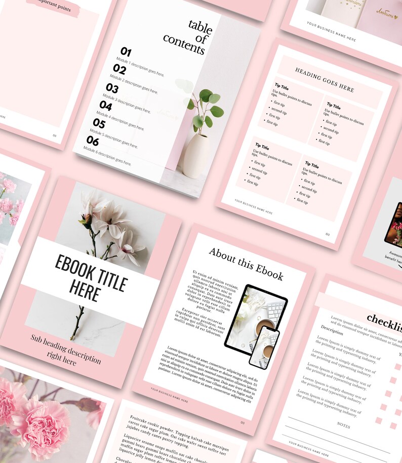 Editable Ebook Canva Template, Ebook Covers, Ebook Template Pink for ...