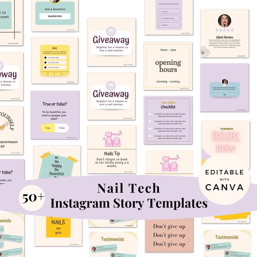 Editable Nail Tech Instagram Post Template, Canva Nail Technician ...