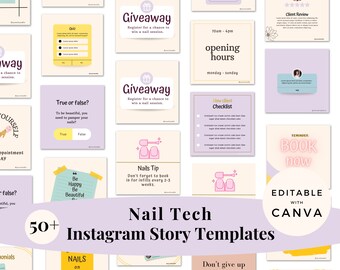 Editable Nail tech Instagram Post Template, Canva Nail Technician Instagram Template, Small business Engagement Post, Pastel Nail tech quote