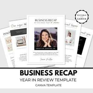 Jahresrückblick Canva Template, Business Recap Highlights, Highlight zum Jahresende, Zieltracker Jahresrückblick, Jahresabschluss, Template, Template, schwarz