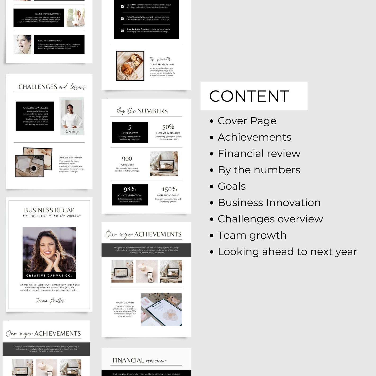 Year in Review Canva Template, Business Recap Highlights, End of Year