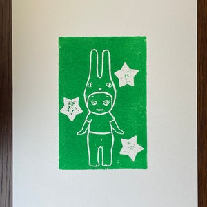 Handmade Linocut Sonny Angel Print