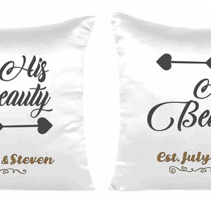 Personalized Wedding Gift , Engagement Gift , Couple , Anniversary , Keepsake , Custom White Satin Pillow Case Cover