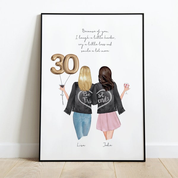 Best Friend Print, 30th Birthday Gift, Personalised Print, Birthday Present, Home Decor, Sister Print, 30 Birthday, 30th Gift, Bestie Gift
