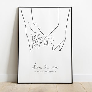 Personalised Pinky Promise Print, Best Friend Print, Bestie Gift, Best Friend Gift, Sister Gift, Best Friend Present, Christmas Gift