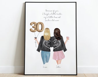 Best Friend Print, 30th Birthday Gift, Personalised Print, Birthday Present, Home Decor, Sister Print, 30 Birthday, 30th Gift, Bestie Gift