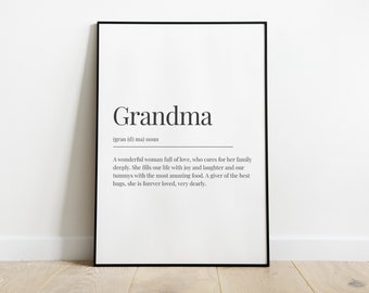 Grandma Gift, Definition Print, Nanny Gift, Nan Gift, Gift for Grandma, Granny Gift, Definition Print, Wall Art, Grandma Present