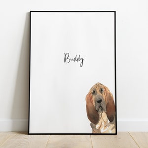 Personalised Bloodhound Dog Picture, Bloodhound Gift, Bloodhound Print, Pet Portrait, Dog Lover Gift, Peekaboo Pets