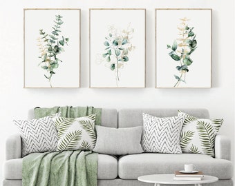 Eucalyptus Art, Botanical Wall Art, Set of 3 Prints, Botanical Wall Art, Eucalyptus Prints, Nature Picture, Watercolour Design