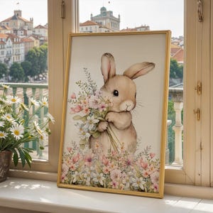Pink Bunny Personalised Set Of 3 Nursery Prints For Baby Girls Room, Girl Bedroom Prints, Pink Nursery Decor Wall Art, Bunny Prints image 10