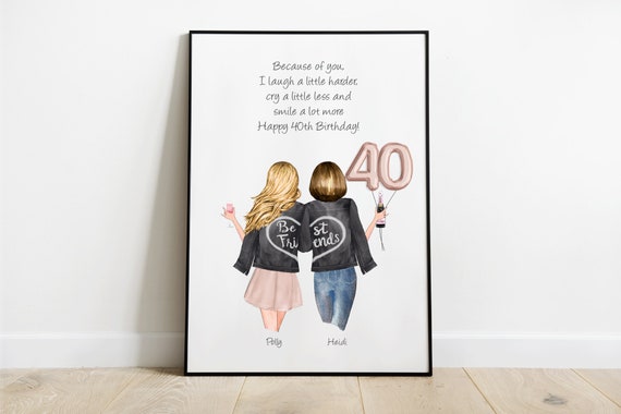 pix Bff 40Th Birthday Gift Ideas best friend print 40th birthday gift personalised print etsy