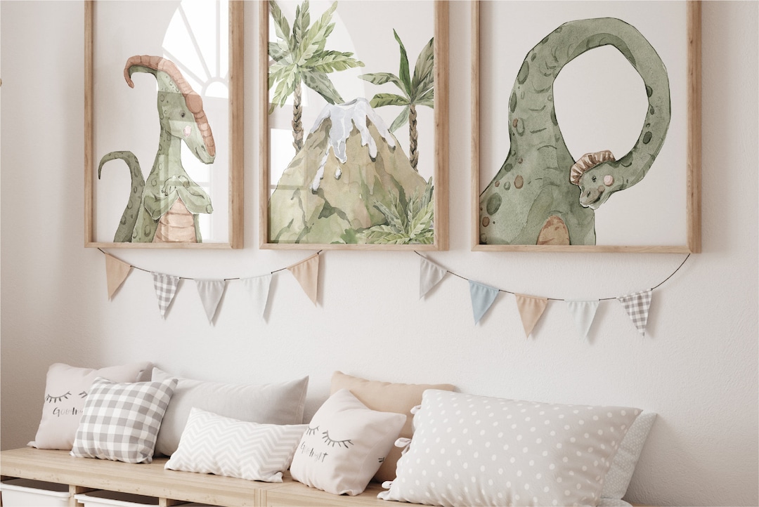 Dinosaur Nursery Prints, Set of 3, Nursery Wall Art, Dinosaur Decor ...