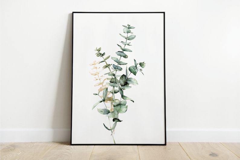 Eucalyptus Art, Botanical Wall Art, Set of 3 Prints, Botanical Wall Art, Eucalyptus Prints, Nature Picture, Watercolour Design image 3