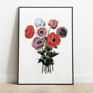 Poppy Bunch Print, Botanical Print, Botanical Flower Print, Wall Print, Print, Poster, Wall Art, Home Decor, Poster Print, Home Print