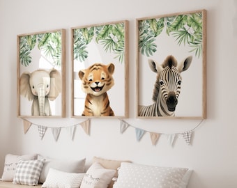Safari Nursery Decor,Set of 3 Nursery Wall Art Prints,Safari Nursery Prints,Baby Room,Safari Nursery,Zebra,Giraffe,Elephant