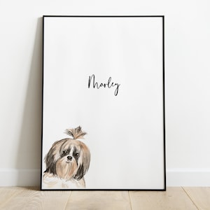 Personalised Shih Tzu Dog Picture, Shih Tzu Gift, Shih Tzu Print, Pet Portrait, Dog Lover Gift, Peekaboo Pets, Shih Tzu Poster