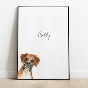 Personalised Boxer Dog Picture, Boxer Gift, Boxer Print, Pet Portrait, Dog Lover Gift, Peekaboo Pets, Boxer Dog