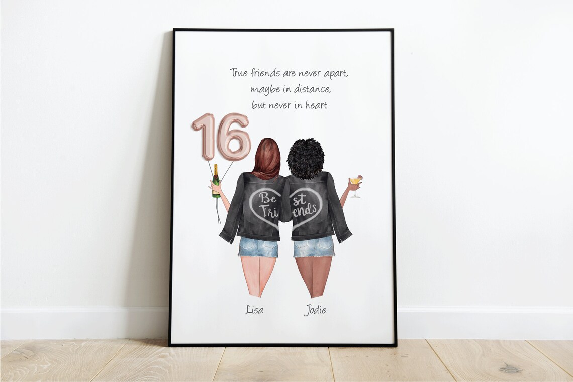Best Friend Print 16th Birthday Gift Personalised Print Etsy