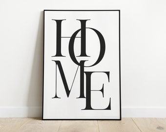 Home Print, Hone Wall Art, Minimalist Print, Quote Print, Home Poster, Black and White Prints, Wall Art, Quotes, Simple Print, Typography