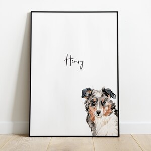 Personalised Australian Shepherd Dog Picture, Australian Shepherd Print, Pet Portrait, Dog Lover Gift, Peekaboo Pets