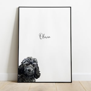 Personalised Cockapoo Dog Picture, Cockapoo Gift, Cockapoo Print, Pet Portrait, Dog gift, Peekaboo Pets, Brown Cockapoo, Christmas Gift