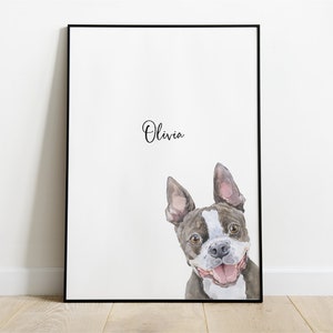 Boston Terrier Print, Boston Terrier Poster, Boston Terrier Portrait, Dog Portrait, Pet Portrait, Dog Lover Gift, Personalised Pet