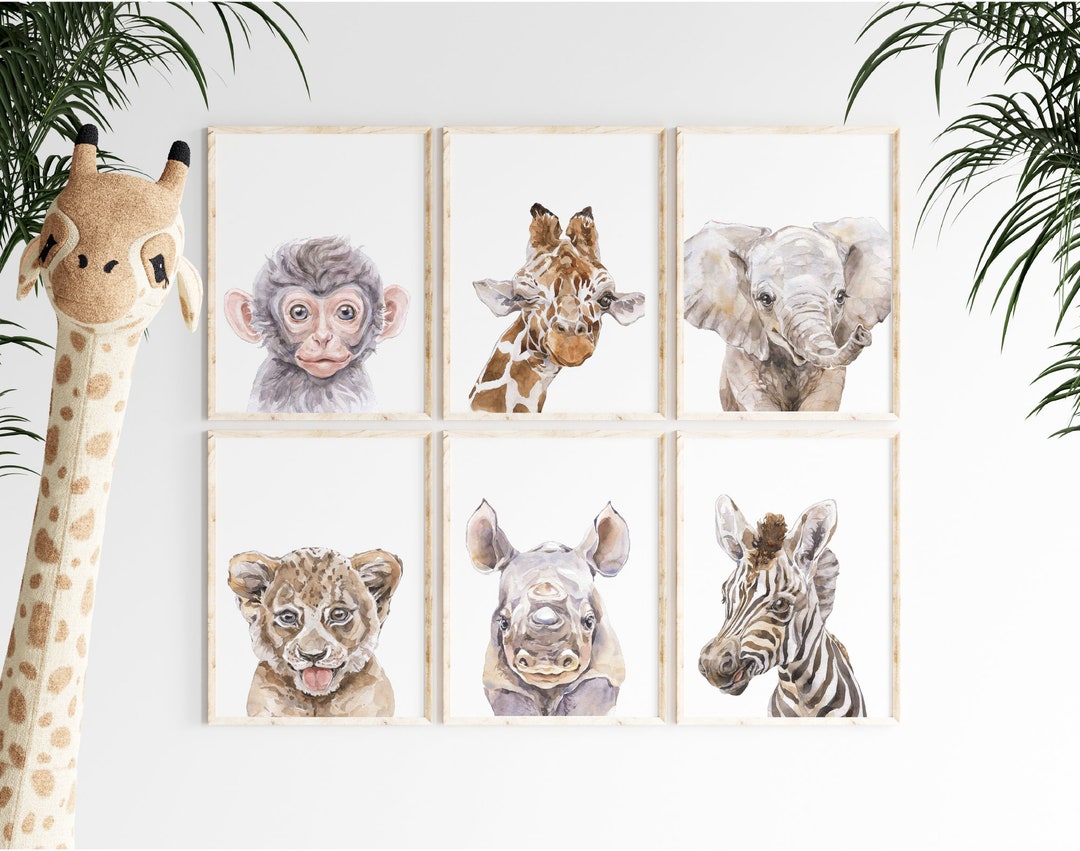 Safari Baby Animal Nursery Prints, Set of 6, African Nursery Decor ...