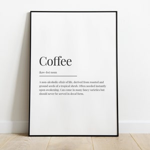 Coffee Definition Print, Coffee Wall Art, Kitchen Prints, Coffee Print, Dictionary Print, Funny Wall Art, Gifts for Her, Home Decor