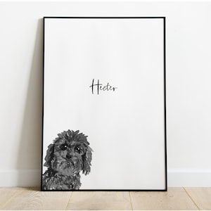 Personalised Cavapoo Dog Picture, Cavapoo Gift, Cavapoo Print, Pet Portrait, Dog Lover Gift, Peekaboo Pets, Cavapoo Gift, Dog Portrait