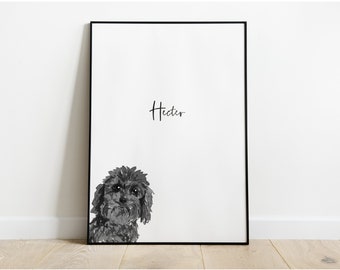 Personalised Cavapoo Dog Picture, Cavapoo Gift, Cavapoo Print, Pet Portrait, Dog Lover Gift, Peekaboo Pets, Cavapoo Gift, Dog Portrait