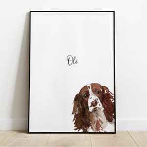 Personalised Springer Spaniel, Springer Spaniel Gift, Springer Spaniel Print, Pet Portrait, Dog Lover Gift, Peekaboo Pets, Spaniel Gift