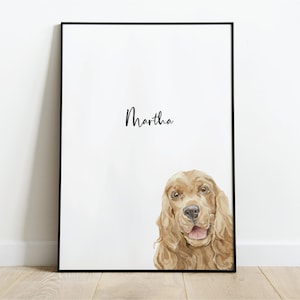 Personalised Cocker Spaniel Gift, Cocker Spaniel Print, Pet Portrait, Dog Lover Gift, Peekaboo Pets, Spaniel Gift, Cocker Spaniel Print