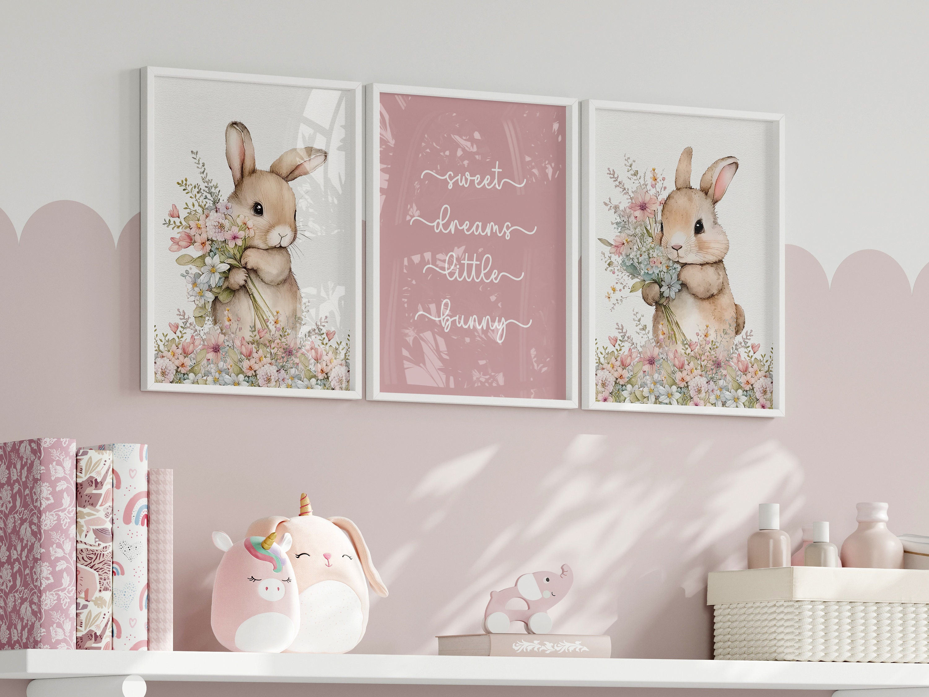 Girls Nursery Decor,set of 3 Nursery Wall Art Prints,bunny Nursery ...