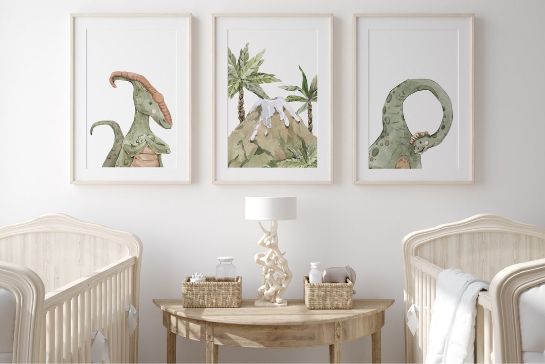 Dinosaur Nursery Prints Set of 3 Nursery Wall Art Dinosaur - Etsy