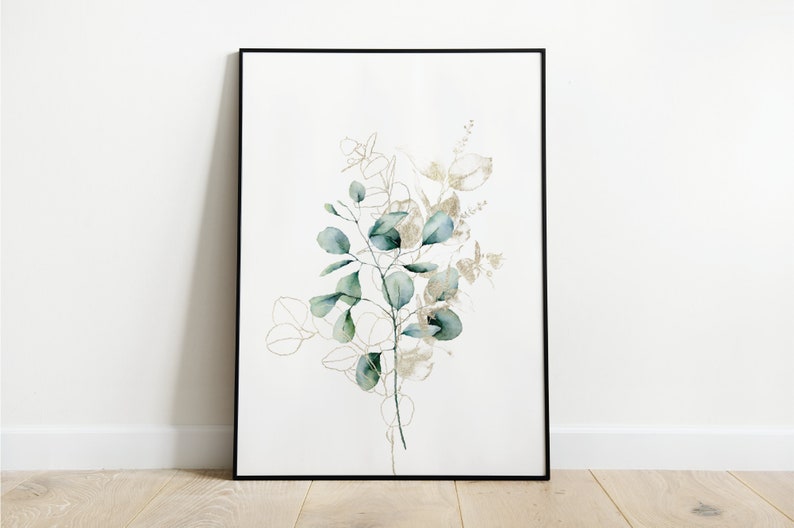 Eucalyptus Art, Botanical Wall Art, Set of 3 Prints, Botanical Wall Art, Eucalyptus Prints, Nature Picture, Watercolour Design image 4