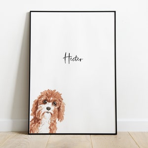 Personalised Cavapoo Dog Picture, Cavapoo Gift, Cavapoo Print, Pet Portrait, Dog Lover Gift, Peekaboo Pets, Cavapoo Gift, Dog Portrait