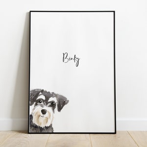 Personalised Miniature Schnauzer Dog Picture, Miniature Schnauzer Gift, Miniature Schnauzer Print, Pet Portrait, Christmas Gift
