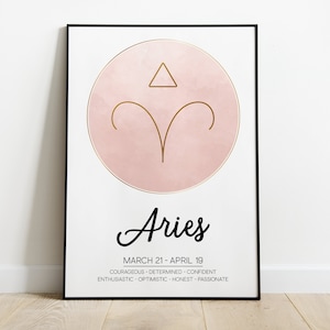 Aries Star Sign Print, Aries Gift, Gift for Aries, Zodiac Print, Star Sign Gift, Horoscope Print, Astrology Print, Home Decor
