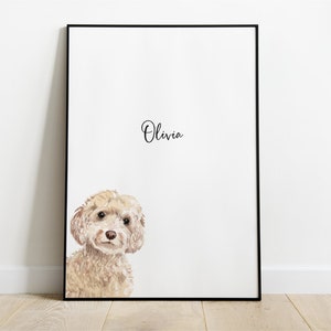 Personalised Cockapoo Dog Picture, Cockapoo Gift, Cockapoo Print, Pet Portrait, Dog Lover Gift, Peekaboo Pets, White Cockapoo