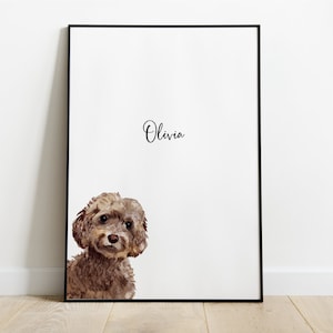 Personalised Cockapoo Dog Picture, Cockapoo Gift, Cockapoo Print, Pet Portrait, Dog Lover Gift, Peekaboo Pets, White Cockapoo