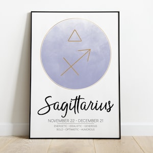 Sagittarius Star Sign Print, Sagittarius Gift, Gift for Sagittarius, Zodiac Print, Star Sign Gift, Horoscope Print, Astrology Print
