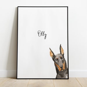 Personalised Doberman Dog Picture, Doberman Gift, Doberman Print, Pet Portrait, Dog Gift, Peekaboo Pets, Doberman Poster, Christmas Gift