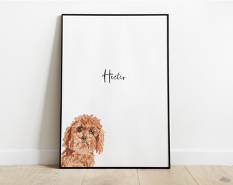 Personalised Cavapoo Dog Picture, Cavapoo Gift, Cavapoo Print, Pet Portrait, Dog Lover Gift, Peekaboo Pets, Cavapoo Gift, Dog Portrait