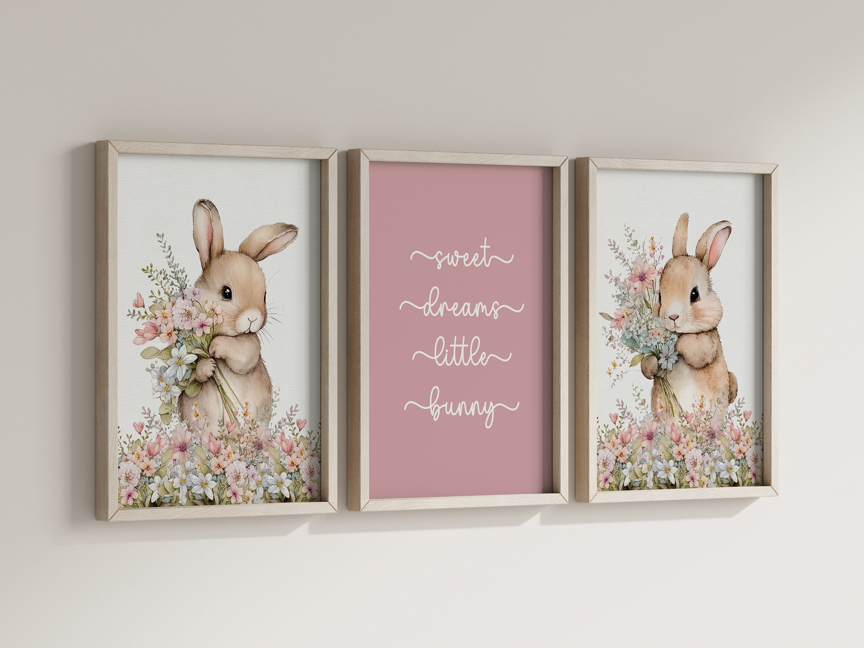 Girls Nursery Decor,set of 3 Nursery Wall Art Prints,bunny Nursery ...