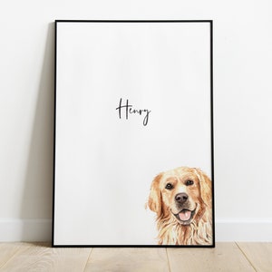 Personalised Golden Retriever Dog Picture, Golden Retriever Print, Pet Portrait, Dog Lover Gift, Peekaboo Pets, Golden Retriever Gift Ideas