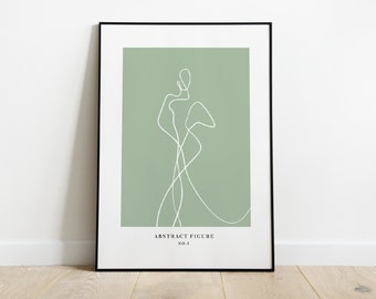 Abstrakcyjna sztuka, Zielony nadruk, Linia sztuki, Zielona sztuka ścienna, Skandynawska sztuka ścienna, Zielony plakat, Skandynawski, Zielony plakat, Boho, Minimalistyczny design