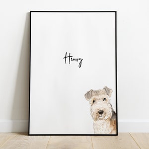 Personalised Lakeland Terrier Dog Picture, Lakeland Terrier Gift, Lakeland Terrier Print, Pet Portrait, Dog Lover Gift, Christmas Gift