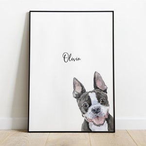 Boston Terrier Print, Boston Terrier Poster, Boston Terrier Portrait, Dog Portrait, Pet Portrait, Dog Lover Gift, Personalised Pet