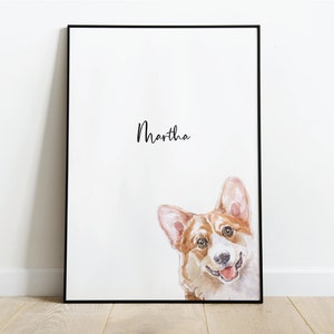 Corgi Picture, Corgi Gift, Corgi Pet Portrait, Dog Lover Gift, Peekaboo Pets, Christmas Gift, Corgi Portrait, Corgi Poster, Dog Portrait